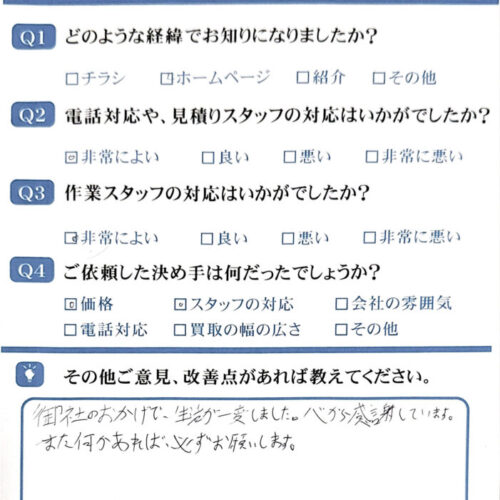 長崎市A様のお客様アンケート